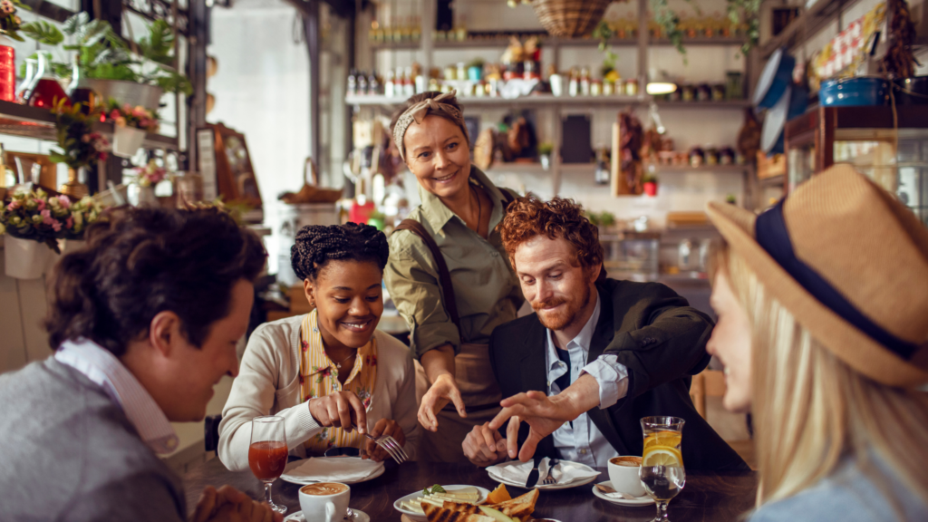 people eating in a restaurant