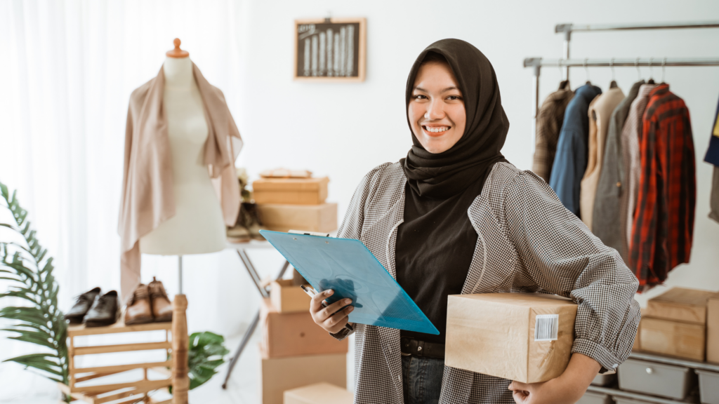 business owner in her store