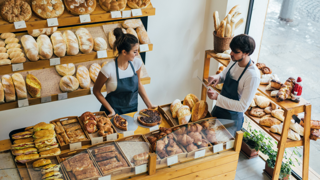 woman serving in a bakery